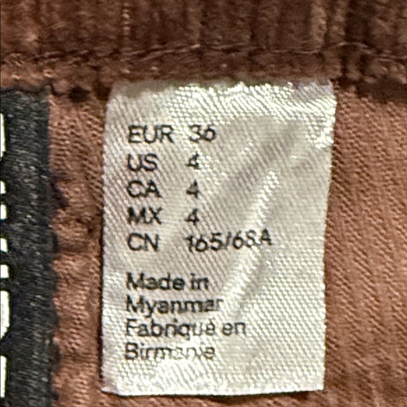 H&M Divided Corduroy Pants Womens 4 Brown Cotton High-Rise Straight Leg - Picture 8 of 9